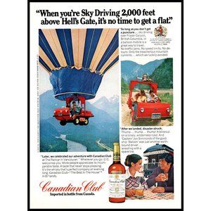1974 Canadian Club Whisky Whiskey Vintage Print Ad Hot Air Balloon Railcar Photo
